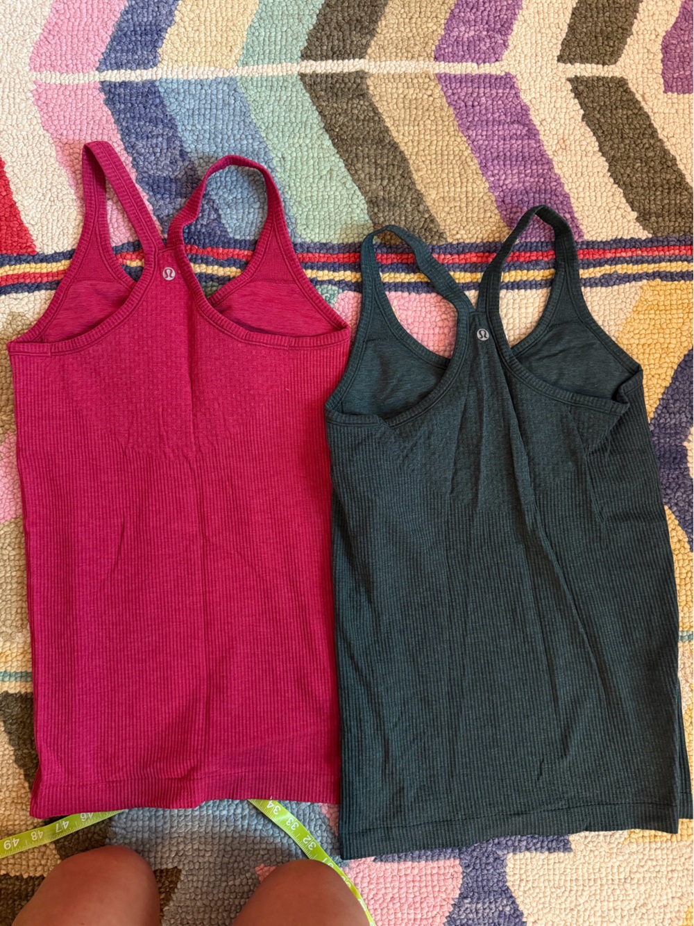 Lululemon Bundle- Ribbed Racerback Tanks- Fuchsia & Forrest Green - Picture 2 of 4